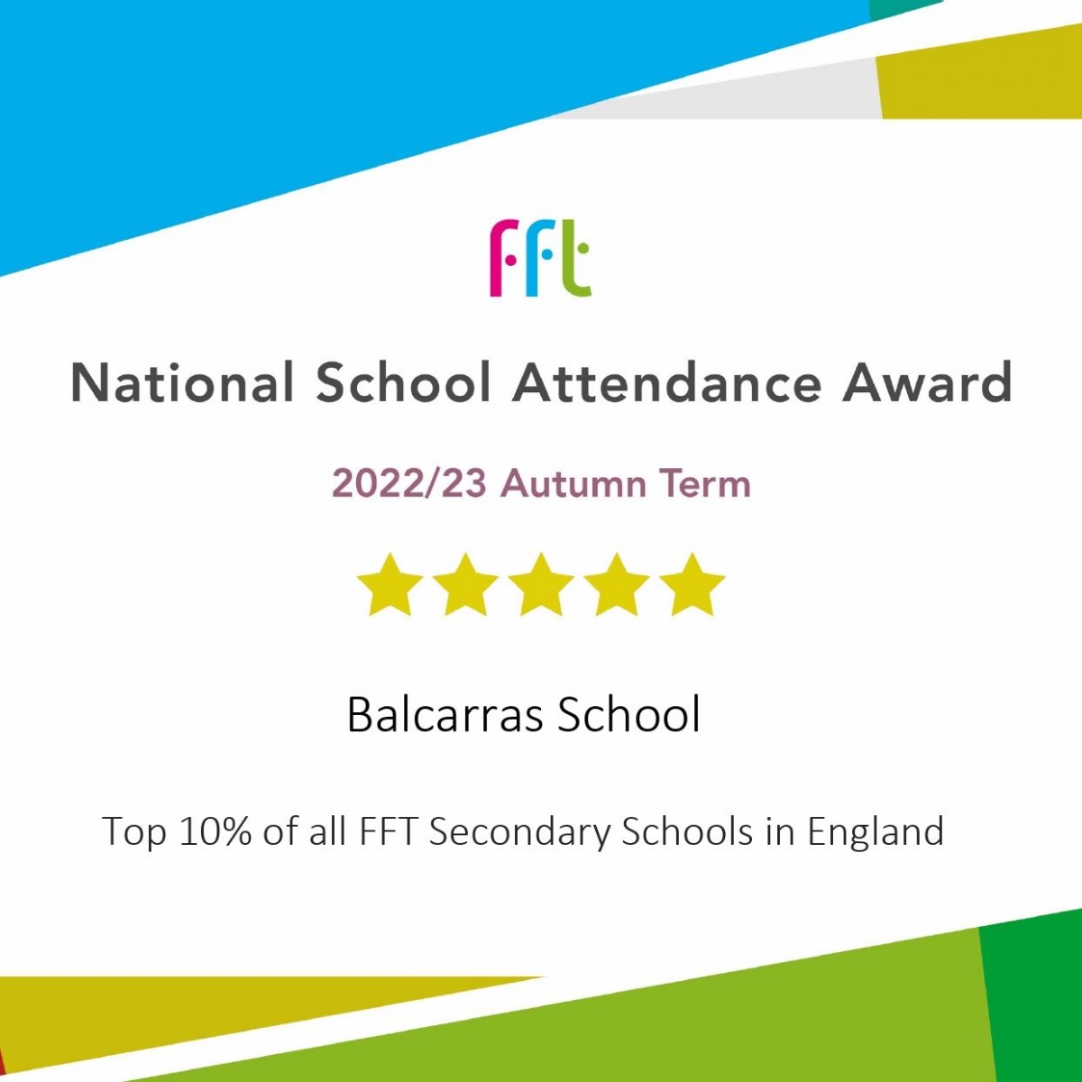 Balcarras school national school attendance award
